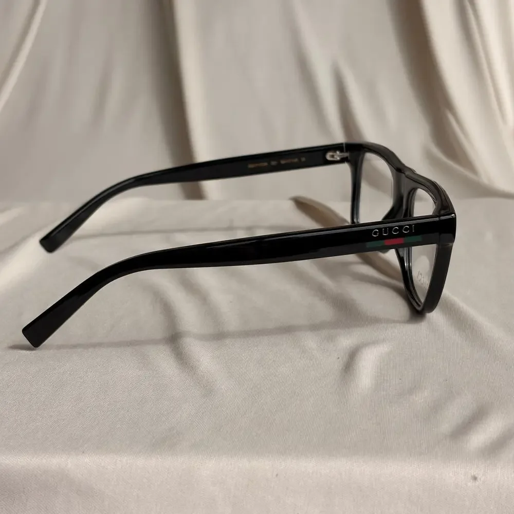 Gucci Black Square Eyeglasses - GG1117O - Red & Green Web, NIB